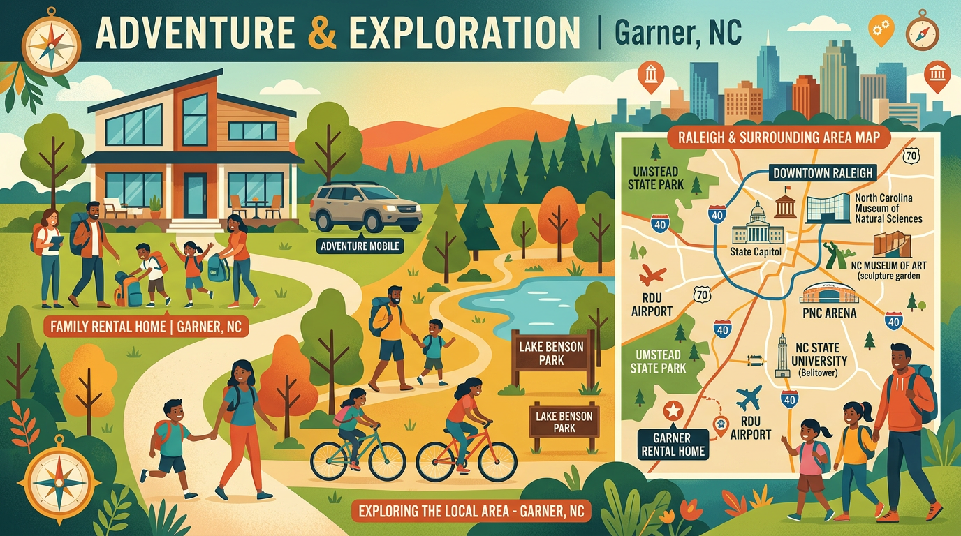 Explore Garner NC from a Spacious Family Rental